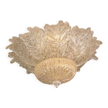 Plafonnier en verre de Murano ambré, Italie années 1970