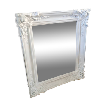 Miroir ancien avec cadre en bois peint