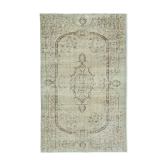 Tapis beige anatolien vintage tissé à la main 163 cm x 259 cm