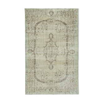 Handwoven vintage anatolian beige rug 163 cm x 259 cm