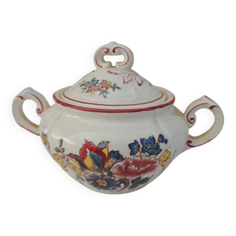 Sugar bowl Villeroy & Boch model Fleurs de MontclairMade in France Saar Economic Union L diam 10 cm