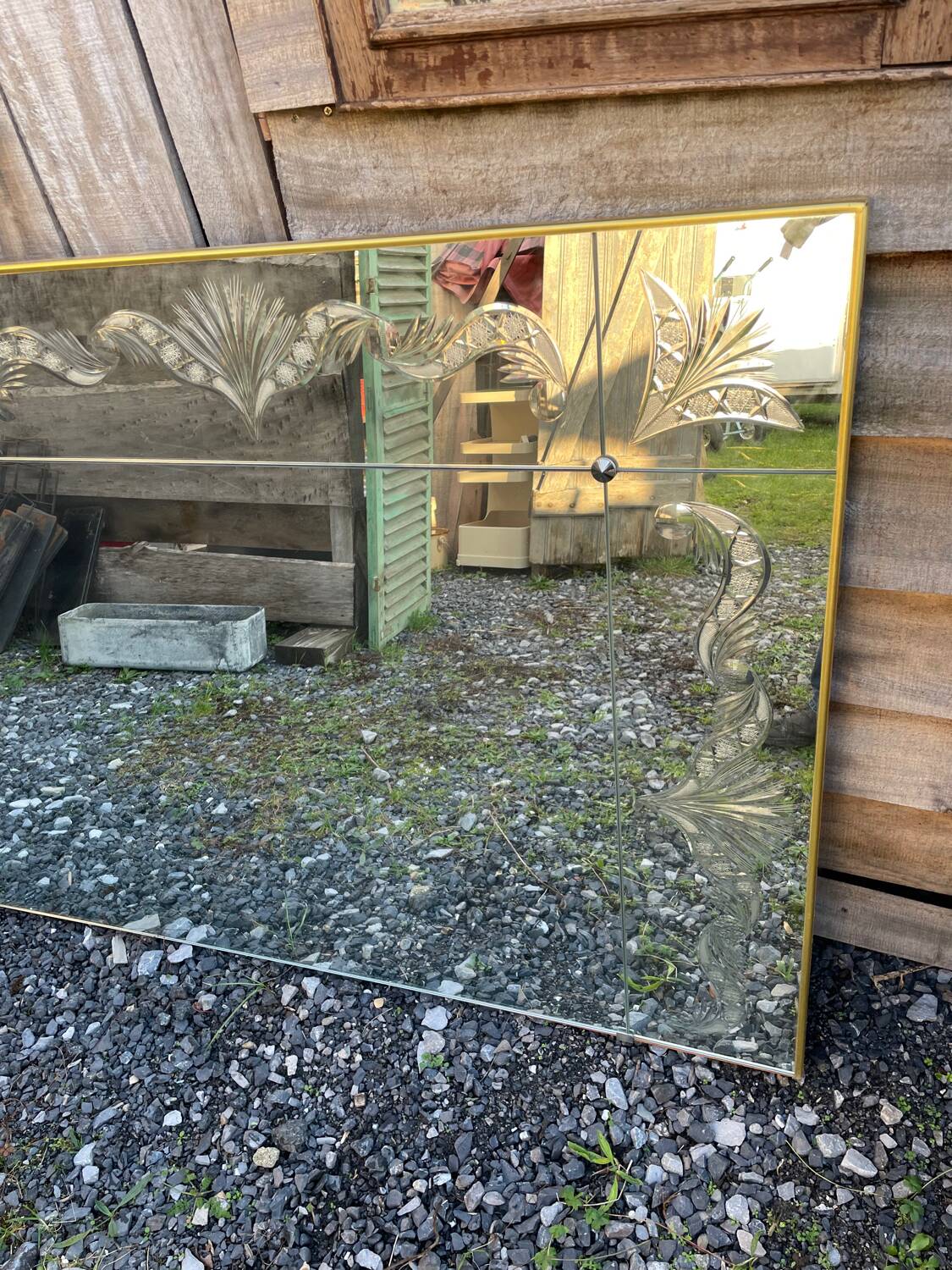 Vintage art deco cut glass bistro venetian mirror