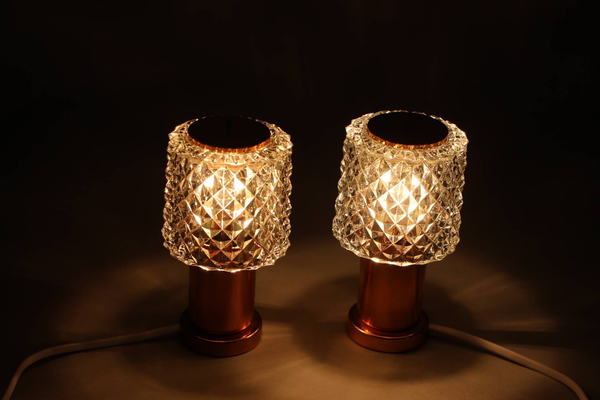 Pair of Table Lamps in Copper by Kamenicky Senov, Czechoslovakia