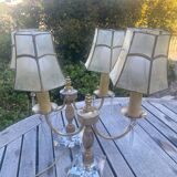 Set of 2 crystal lamps with mother-of-pearl shades