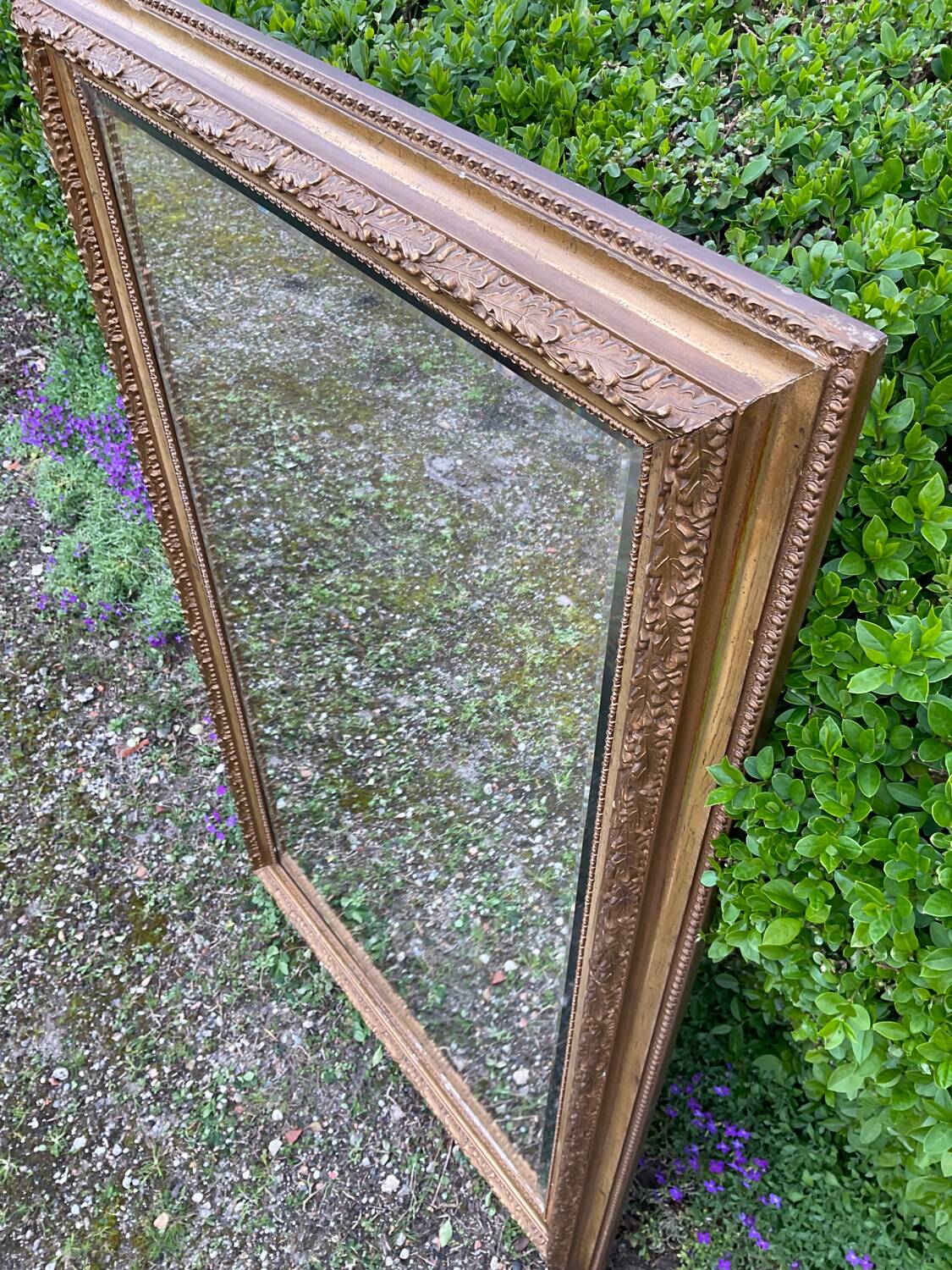 Old plastered and gilded wooden mirror 138x84