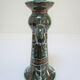 enamelled ceramic candle holder signed "S" plant decoration 70s