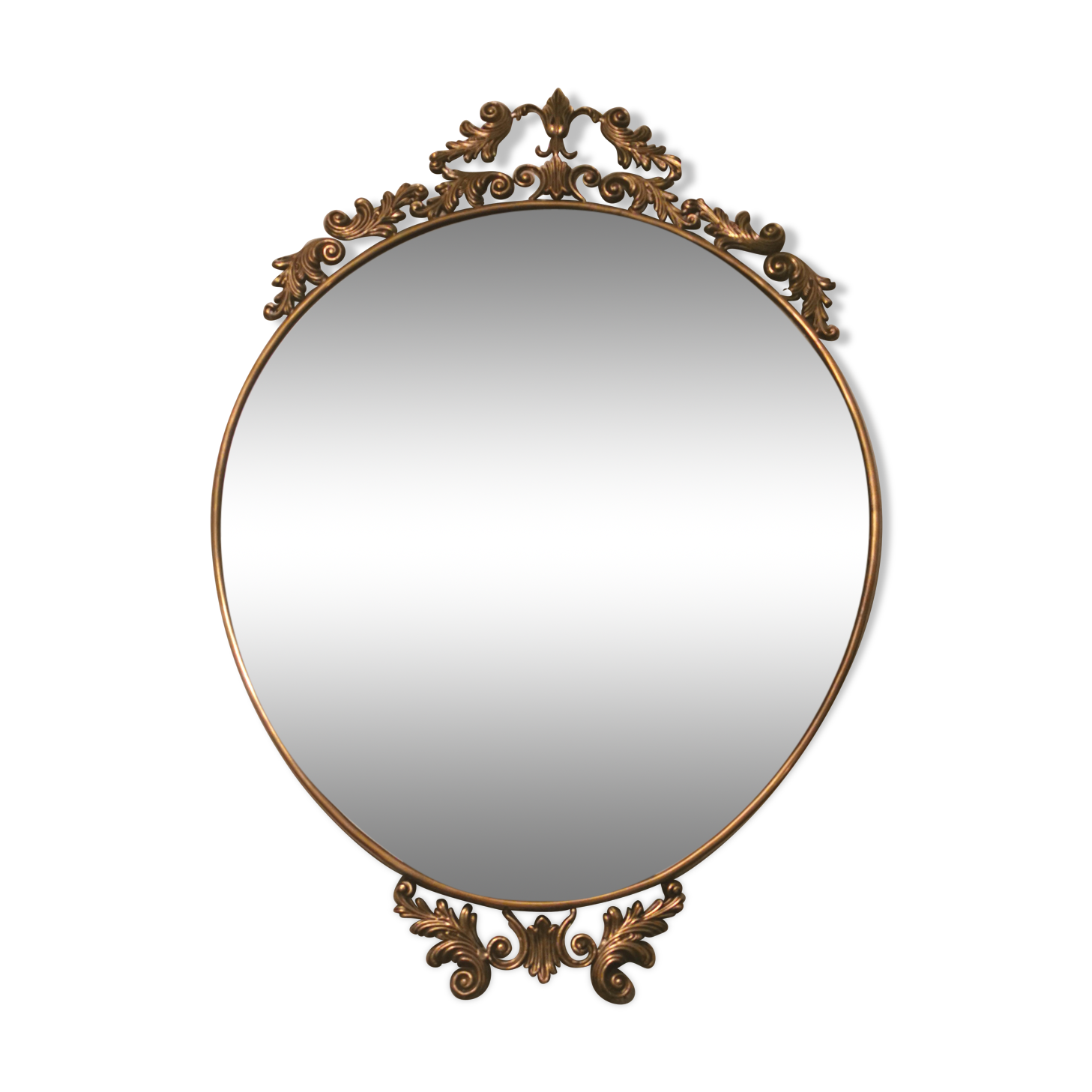 Baroque brass oval mirror, Venetian style  51x74cm