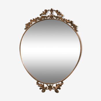 Miroir ovale en laiton style baroque vénitien 51x74cm
