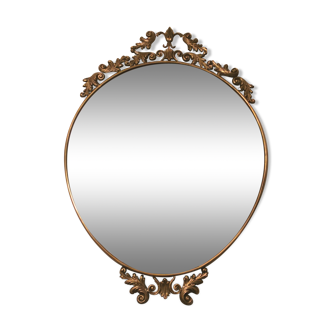 Baroque brass oval mirror, Venetian style  51x74cm