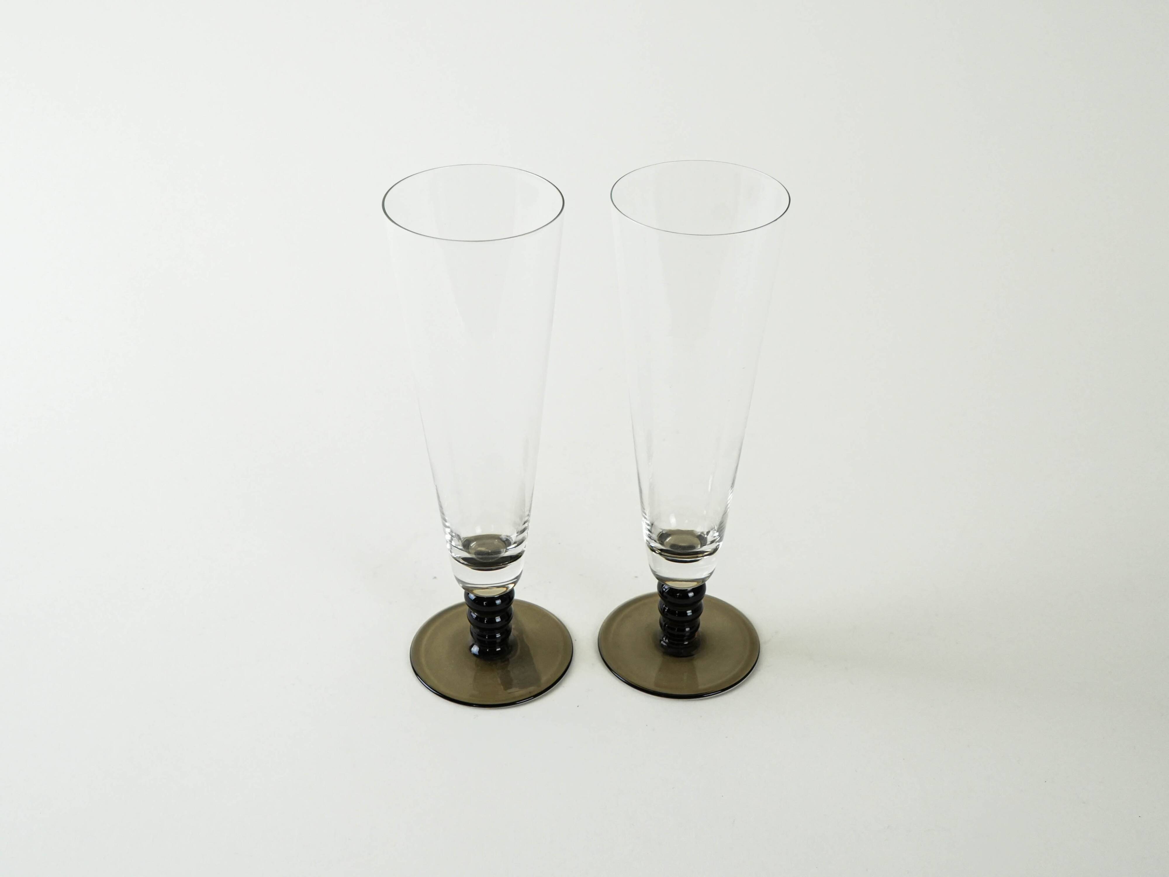 Pair of champagne glasses, Italian design, 1970s, production: Italy