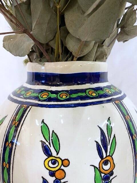 Pair of Boch Frères La Louvière vases, floral decoration signed Charles Catteau