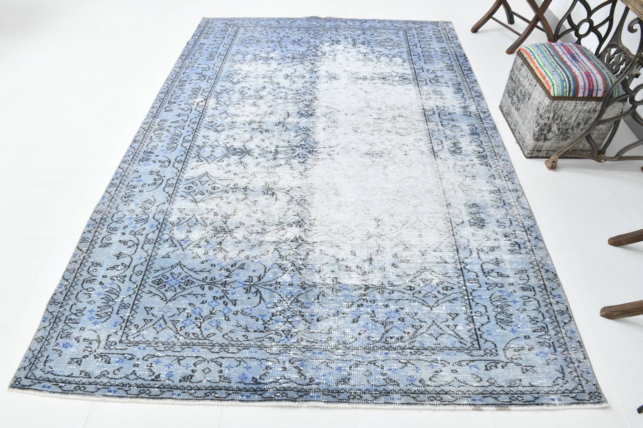 6x9 Soft Pastel Blue Turkish Vintage Rug, 189x284Cm SK 2052 FREE SHIPPING