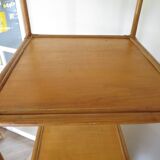 Storage column, bookcase in wood and woven rattan