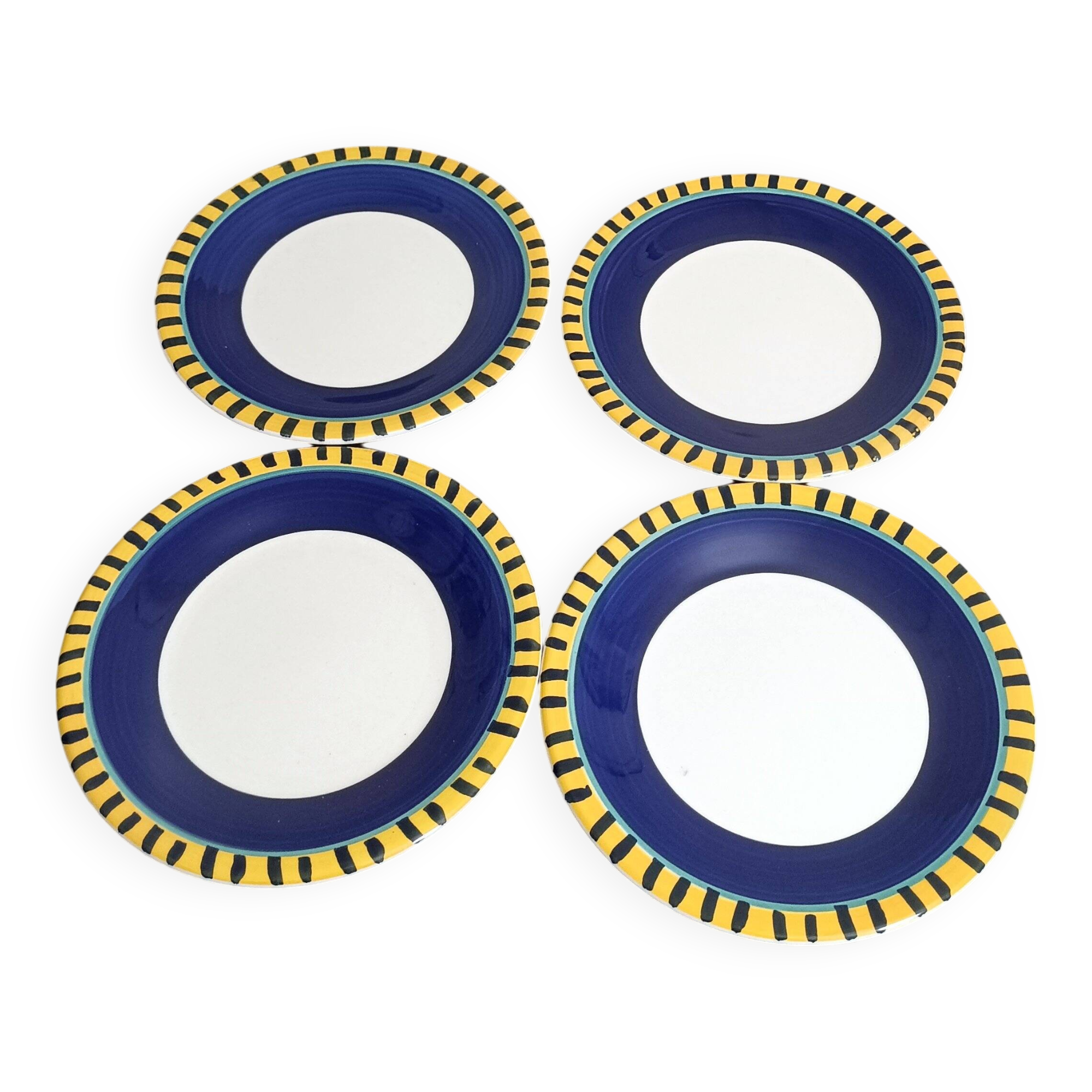 Lot de 4 assiettes à dessert en faïence peintes à la main – Pier 1 – Italie