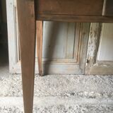 Farmhouse table with raw wood drawer