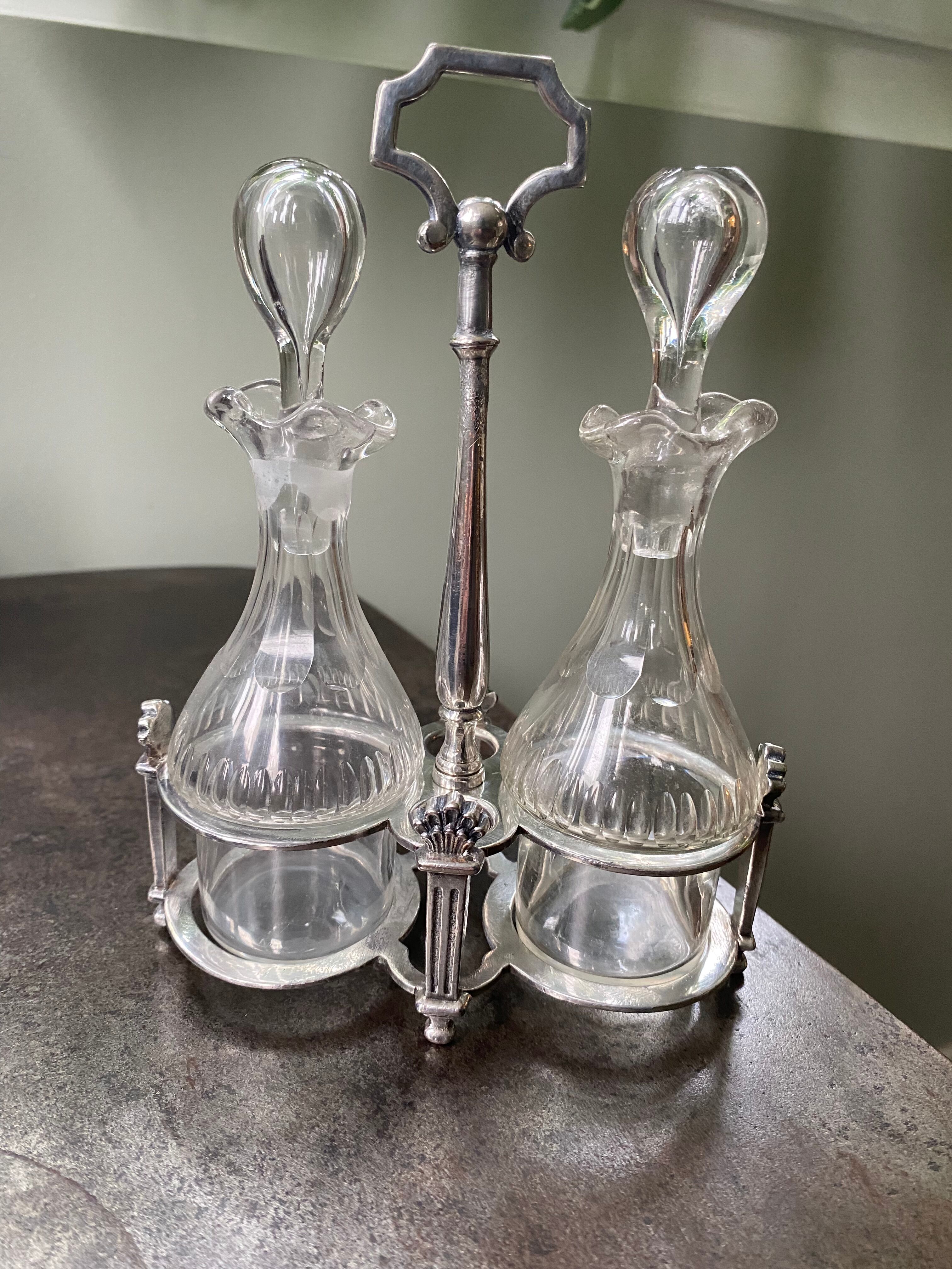 Former servant oil and vinegar silver and cut glass