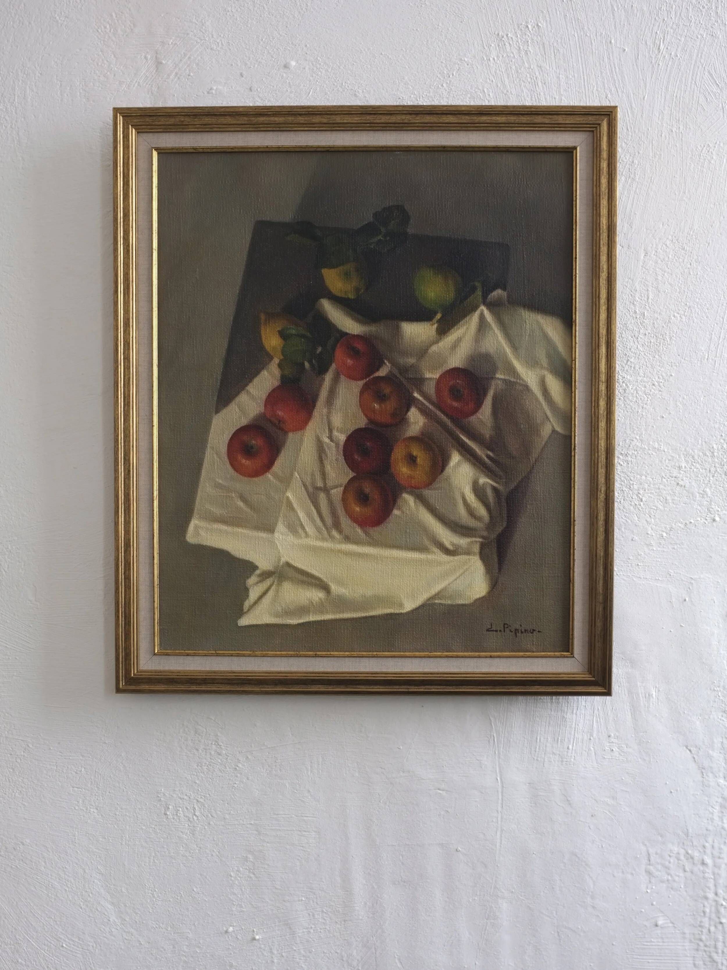 Vintage realism still life oil painting by Pipino | Italy