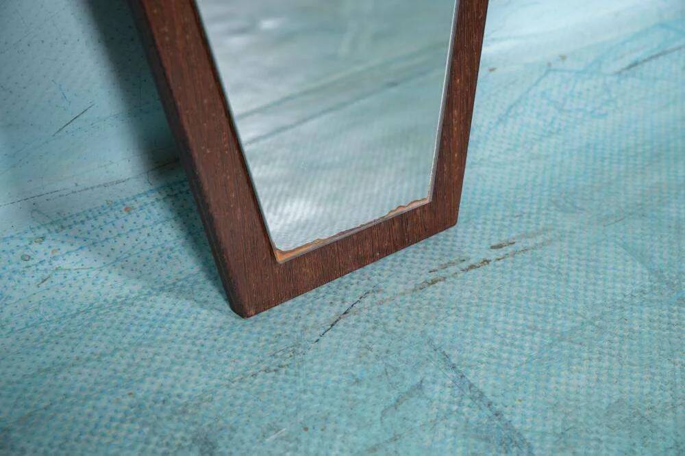 Hexacon Art Deco vintage mirror from the 1950s in wenge.