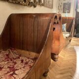 Set of 19th Century Italian Empire Flamed Walnut Sleigh Beds or Daybeds