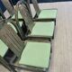 Set of 6 Baumann Argos bistro chairs in wood and green fabric from the 80s France