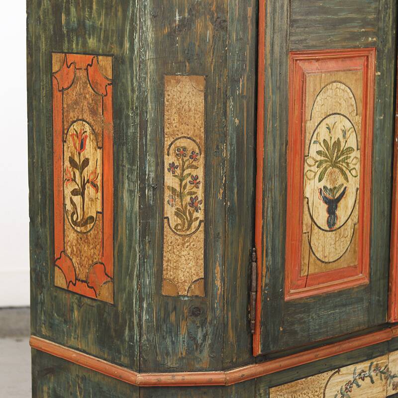 Painted Folk Art Bridal Cabinet