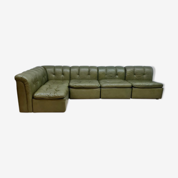Modular sofa in vintage leather 'green spirit'