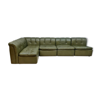 Modular sofa in vintage leather 'green spirit'