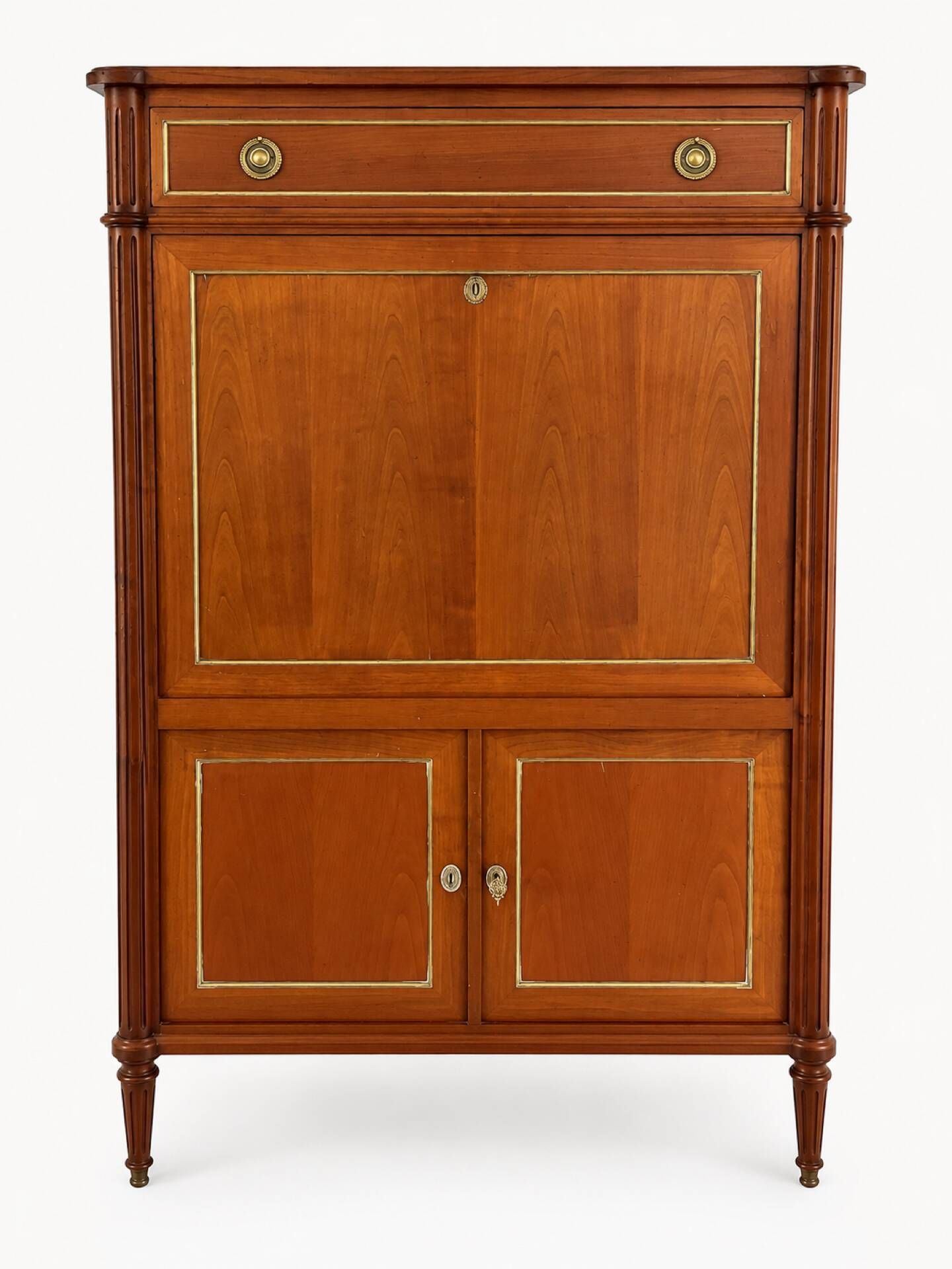 Secretary bar furniture, solid wood Louis XVI style - mirror and shelf