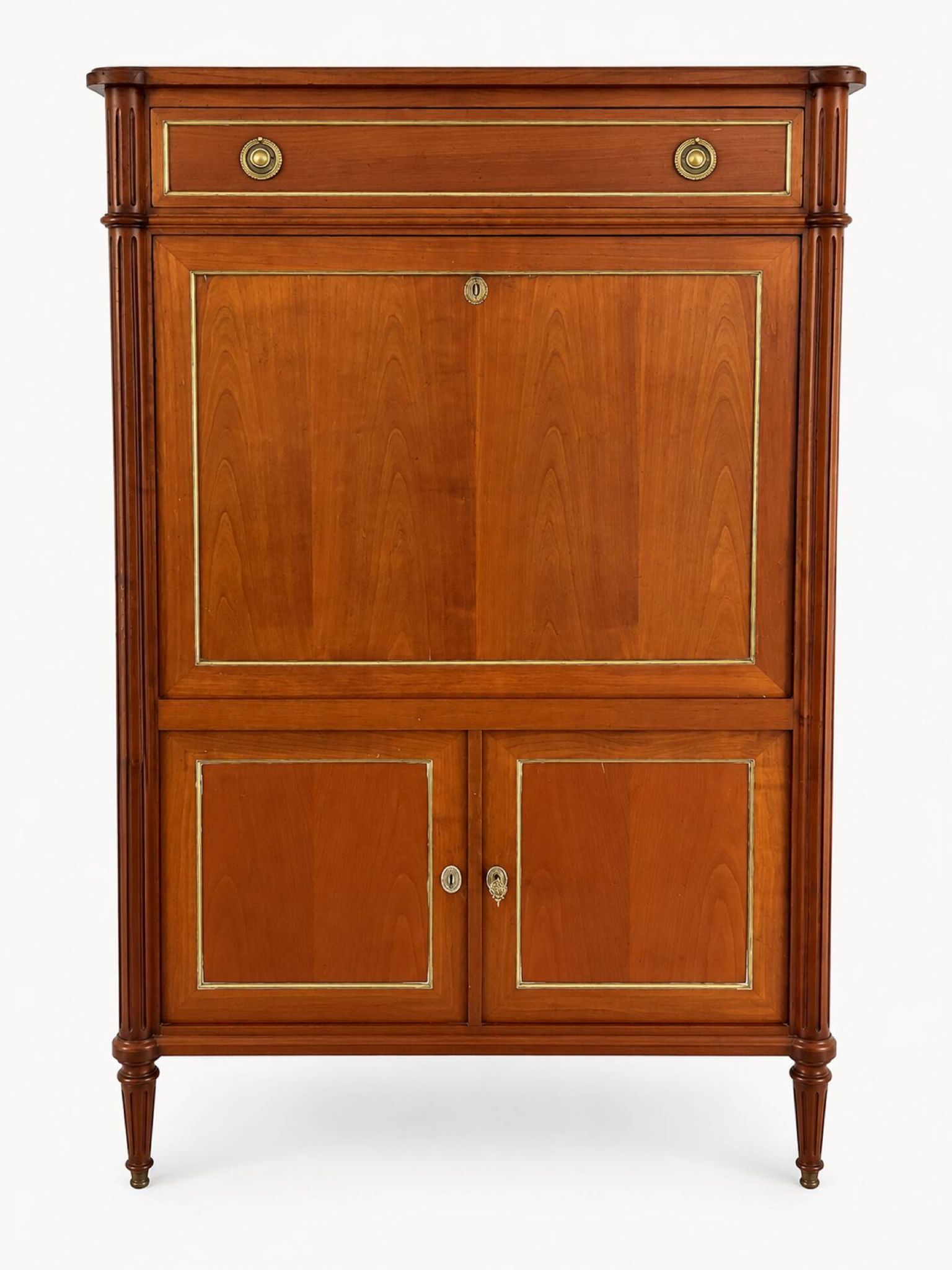 Secretary bar furniture, solid wood Louis XVI style - mirror and shelf