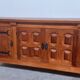 Brutalist solid oak sideboard with hand-forged iron hardware, Belgium, 1970s