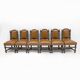Six Antique Italian Neo-Renaissance Walnut Dining Chairs in Genuine Leather
