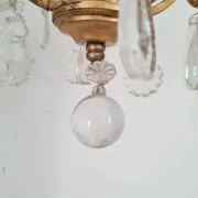 Antique Glass & Gilded Metal Chandelier 1900