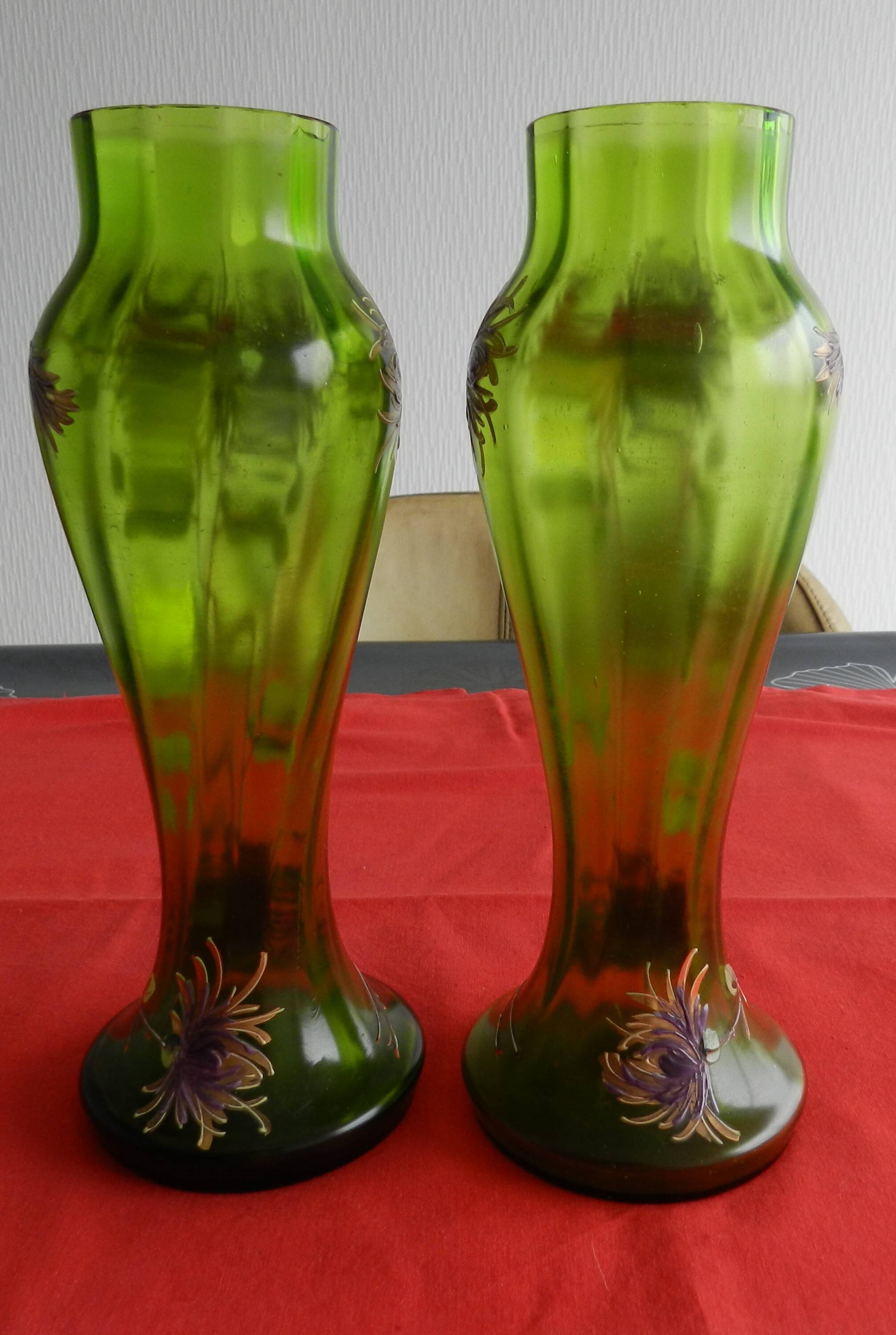 Pair of Enamelled Vases, late 19th century