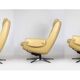 Vintage Finnish Leather Swivel Lounge Chair with Adjustable Recline, 1970s