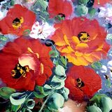 Oil on canvas bouquet of red flowers signed