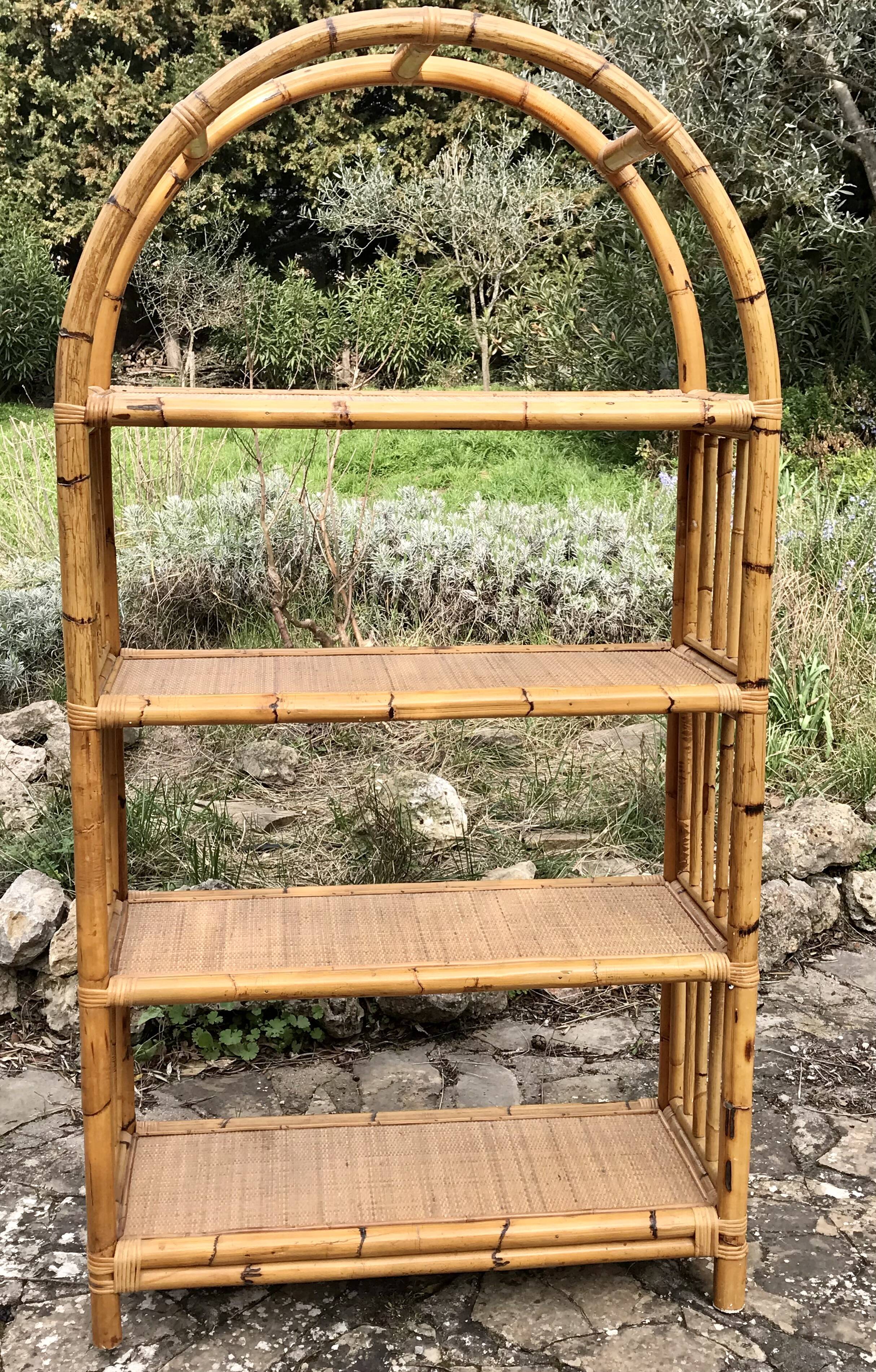 Vintage rattan library