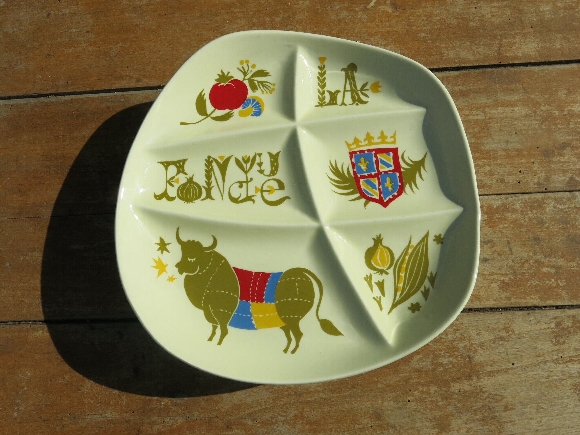 6 vintage fondue plates from the manufacture Salins les bains