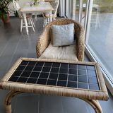 Coffee table year 60 in bamboo and ceramic
