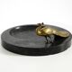 Beautiful, large black granite valet tray featuring a brass peacock, circa