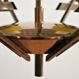 Vintage chandelier in brass and glass