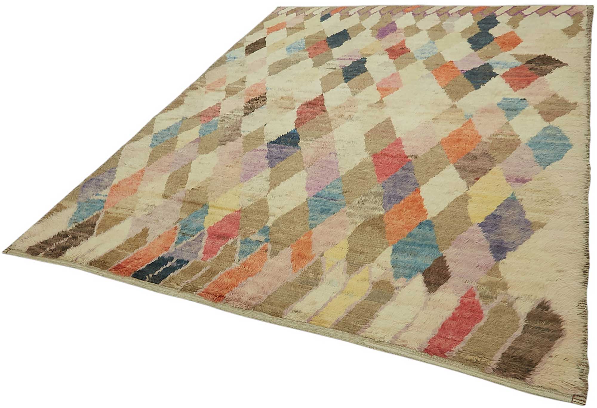 Handwoven Turkish Rustic 243 cm x 310 cm Multicolor Wool Carpet