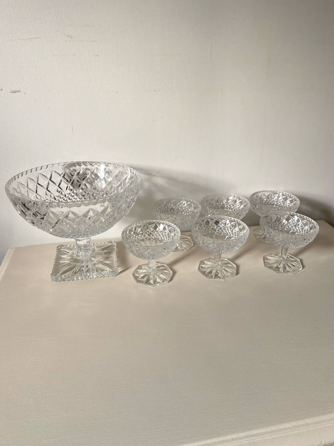 Antique chiseled crystal cups