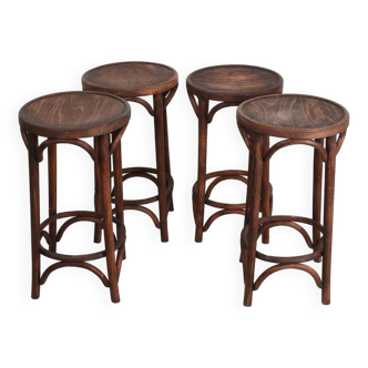 High bar stools, Thonet style in bent wood.
