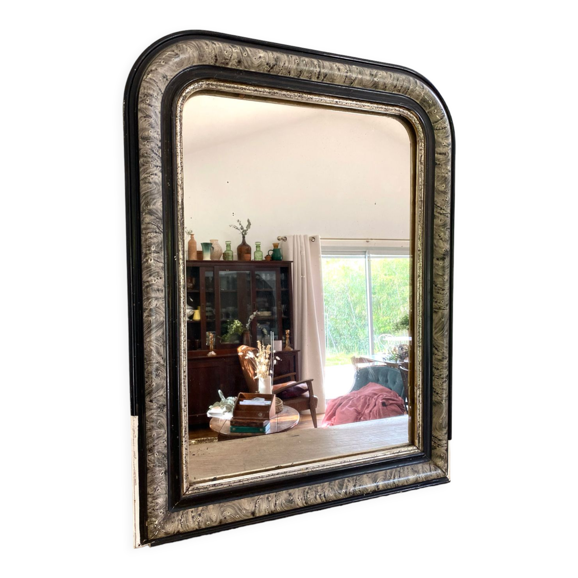 Louis philippe antique mirror with marbled plate