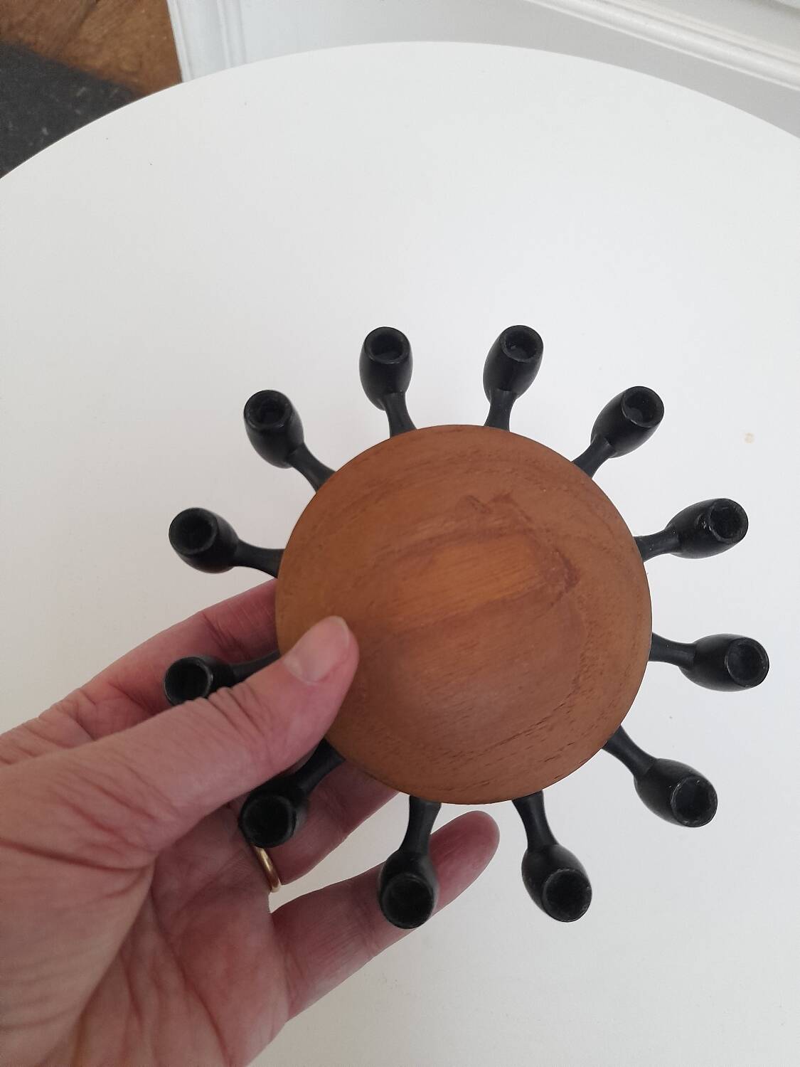 Digsmed teak and metal candle holder for 12 candles