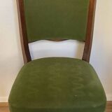 Chaise en velours vert vintage
