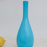Vase soliflore bleu avec intérieur verre blanc