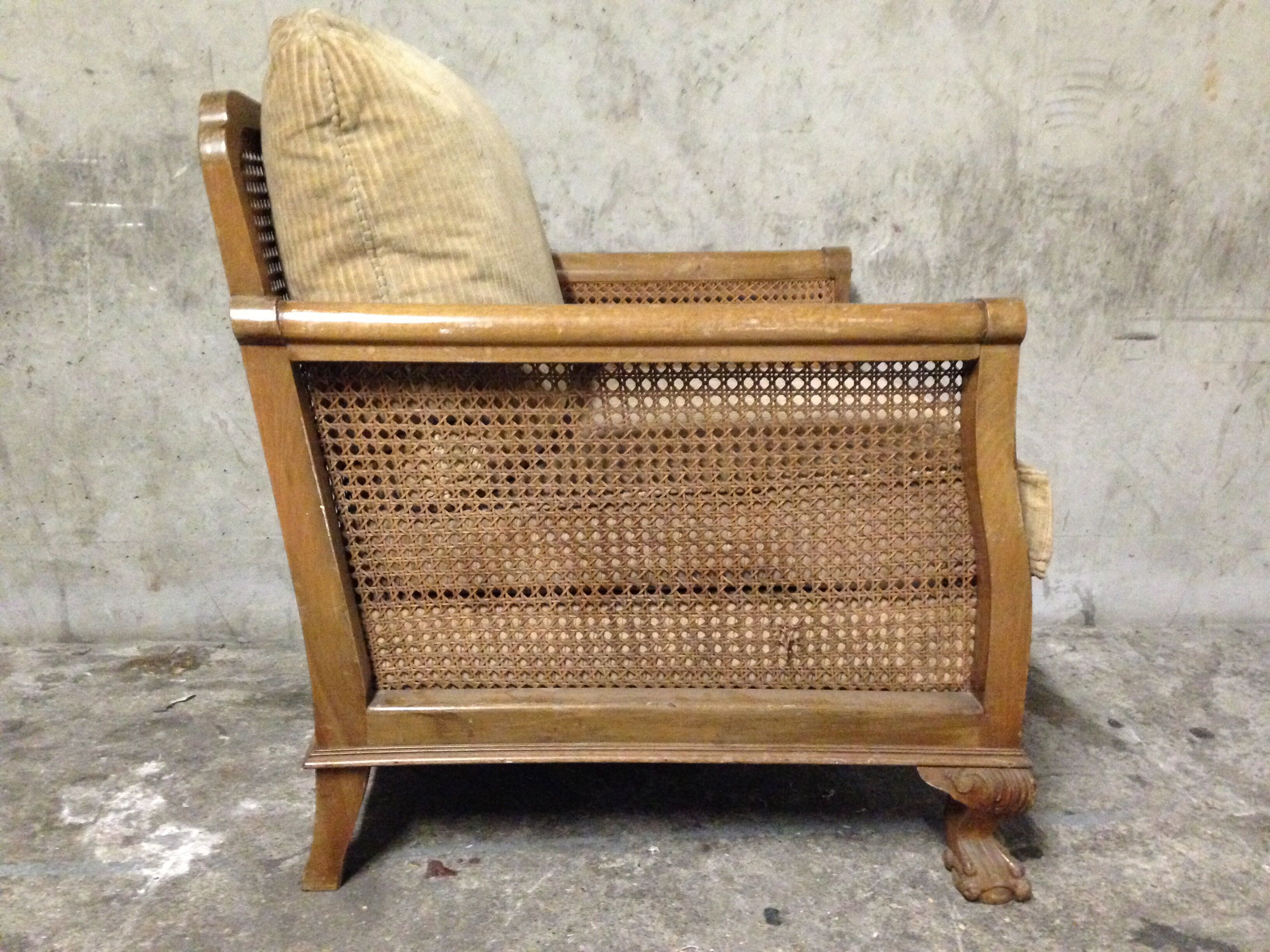 Chair caning velvet 1920 wooden boat