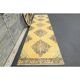 1970s Turkish Oushak Handmade Wool Cotton Yellow Runner 96x385