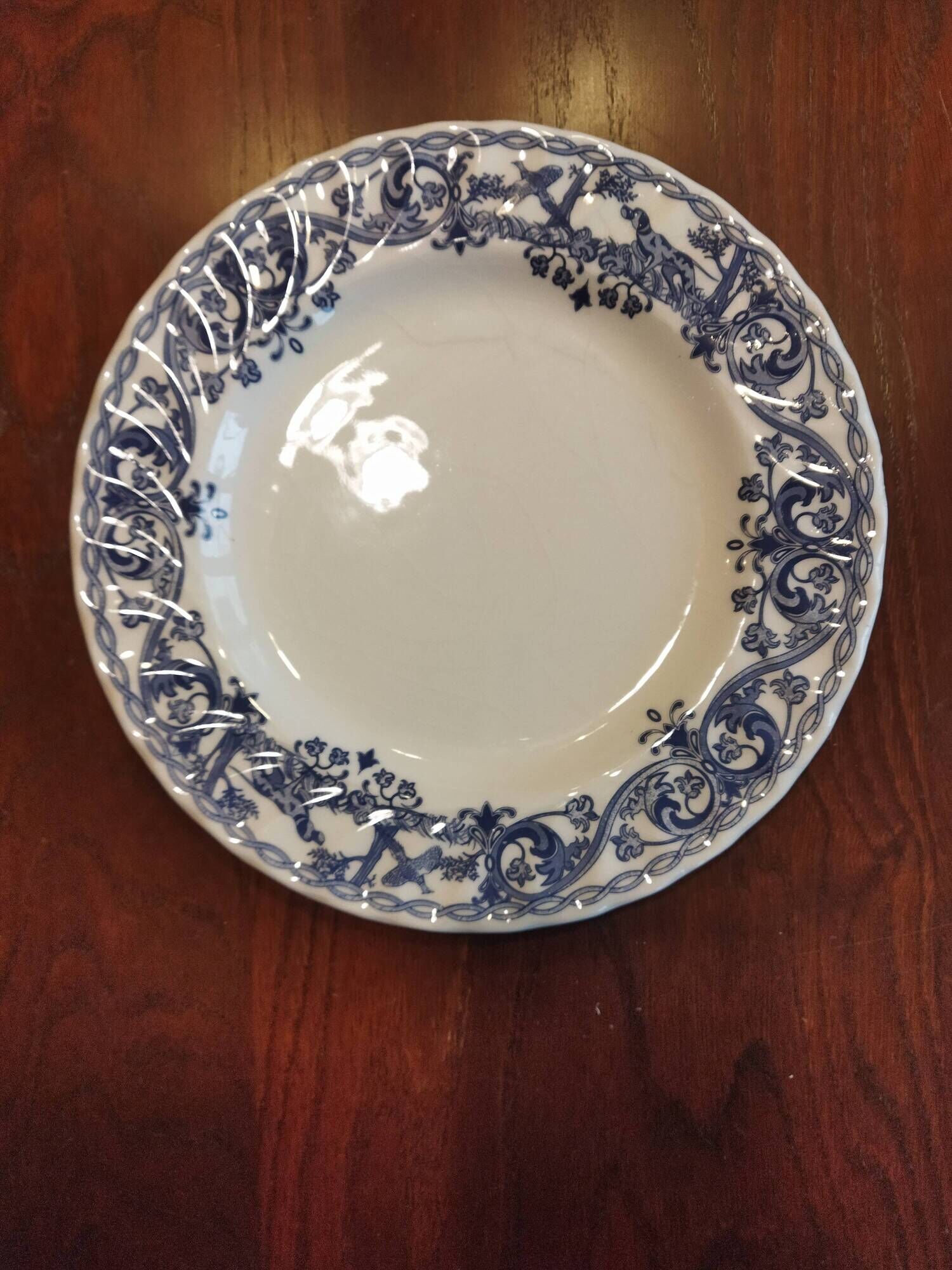 8 blue & white dinner plates (Royal Tudor Gien Lunéville Ceraminter)